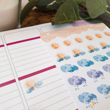 Cargar imagen en el visor de la galería, Hoja de pegatina para agenda efecto acuarela | Its weather time!