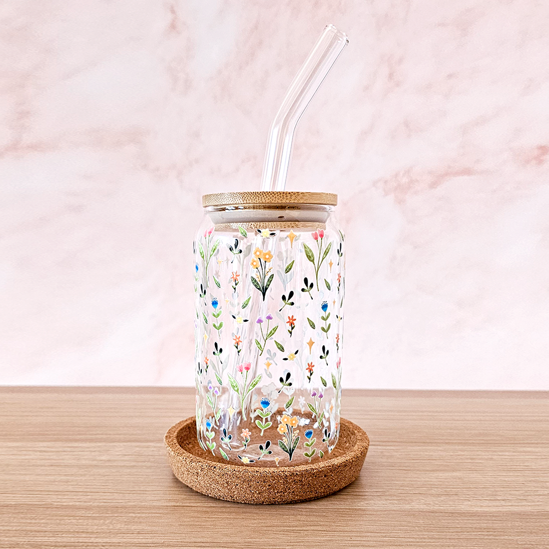 Vaso cristal con tapa Flores Salvajes