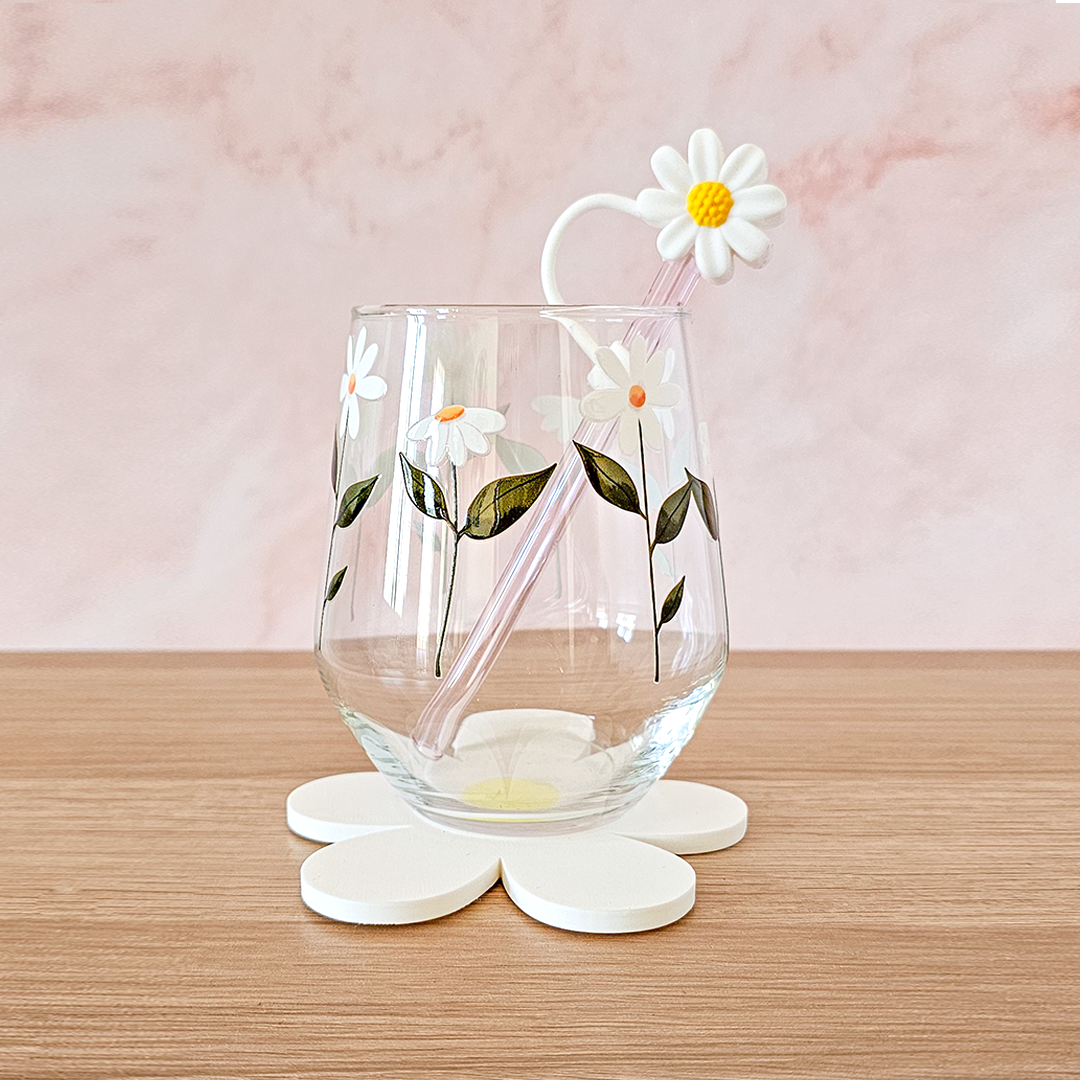Vaso de Cristal Diseño Margaritas | Primavera 2024